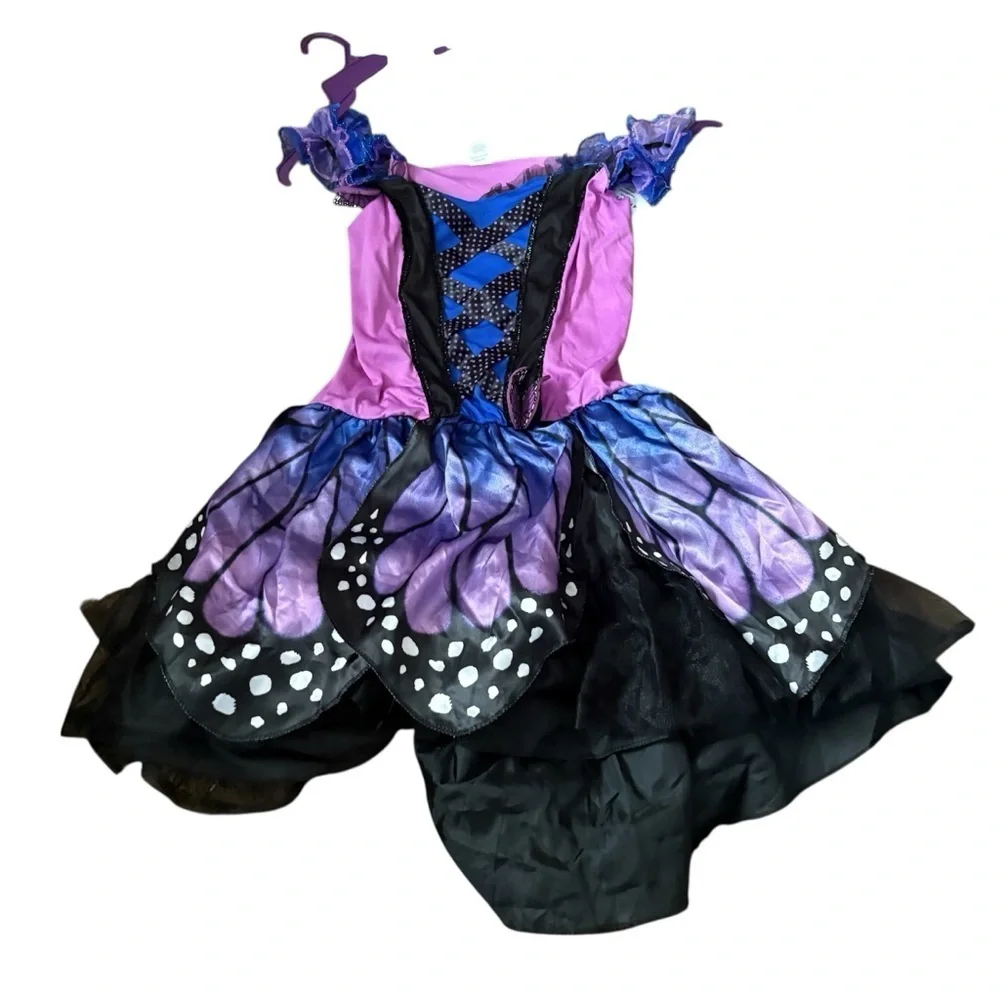 Butterfly Costume Dress NEW Small 4-6 Purple Black Kids Halloween